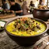 Resep empal gentong khas Cirebon yang viral dengan potongan daging dan jeroan dalam kuah santan kental berwarn