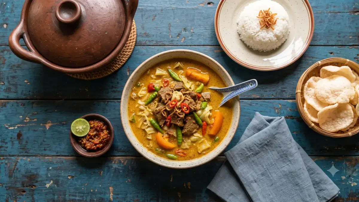 Resep Tongseng Sapi Empuk dan Gurih Berempah, Dijamin Bikin Keluarga Nambah Terus! Semangkuk tongseng sapi dengan kuah santan gurih, potongan daging empuk, kol, tomat, dan cabai rawit