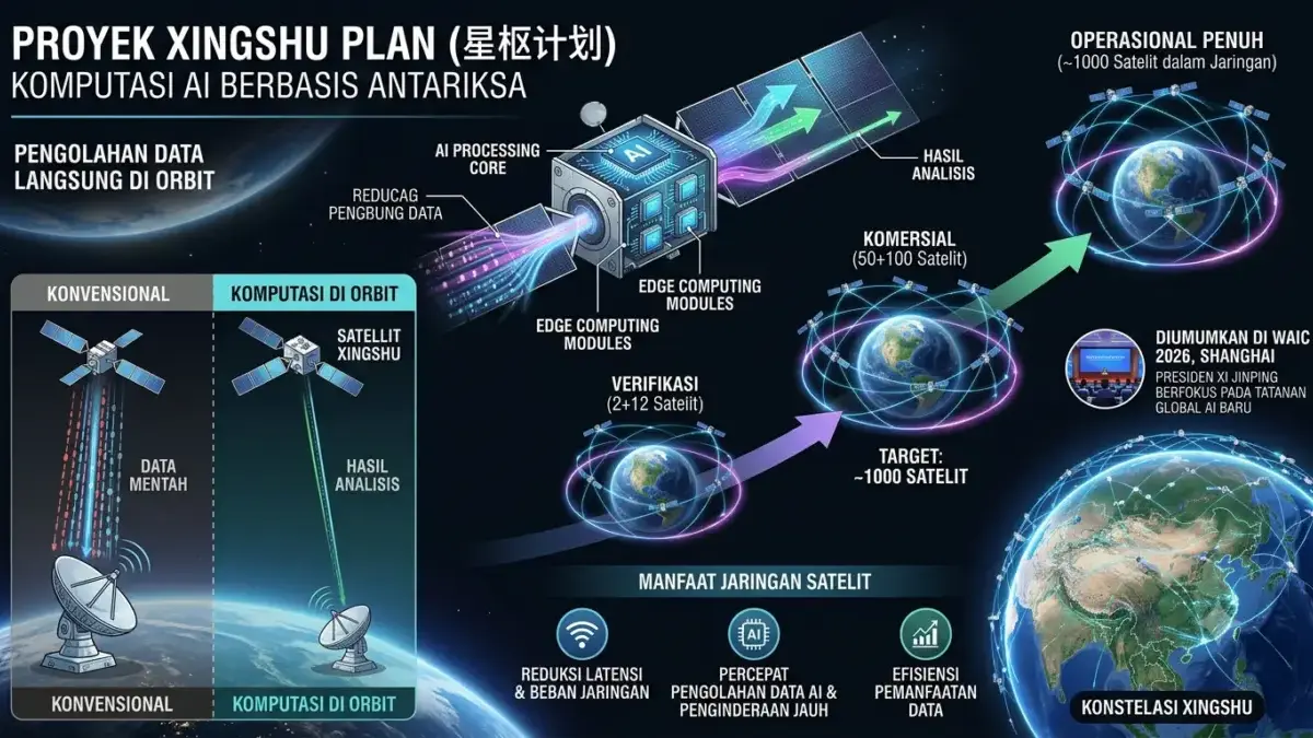 Tak Lagi Diproses di Bumi, China Bangun Sistem AI Langsung di Orbit Proyek ini dikembangkan oleh Shanghai Xingshu Tiansuan Space Technology.