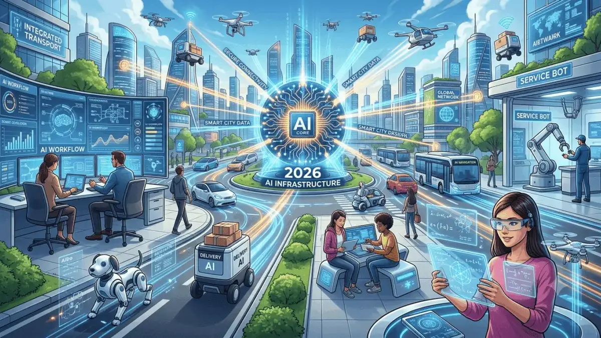 Panduan Lengkap Teknologi AI di Tahun 2026: Revolusi Kecerdasan Buatan yang Mengubah Dunia Ilustrasi teknologi AI di tahun 2026 dengan jaringan saraf digital yang terhubung ke berbagai perangkat dan ro
