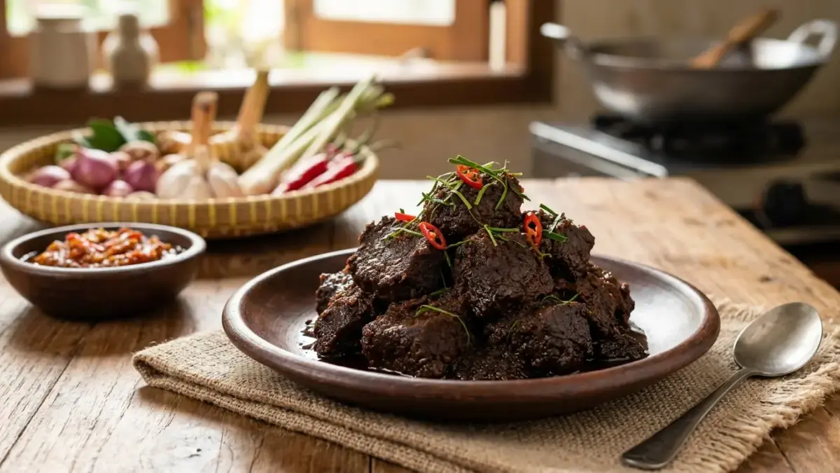 Berapa Jam Masak Rendang Sapi Empuk? Ini Durasi Tepat dari Kalio sampai Kering Hitam Legit Rendang sapi kering hitam legit dengan bumbu meresap sempurna dimasak berjam-jam