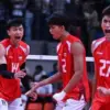 Timnas Voli Putra Indonesia merayakan kemenangan