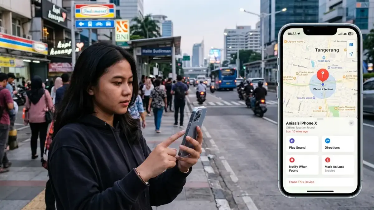 Panik HP Jambret? Tenang! 7 Fitur iPhone Ini Bisa Jadi Penyelamat Nyawa Digital Kamu! Tampilan aplikasi Find My iPhone yang menunjukkan lokasi perangkat di peta