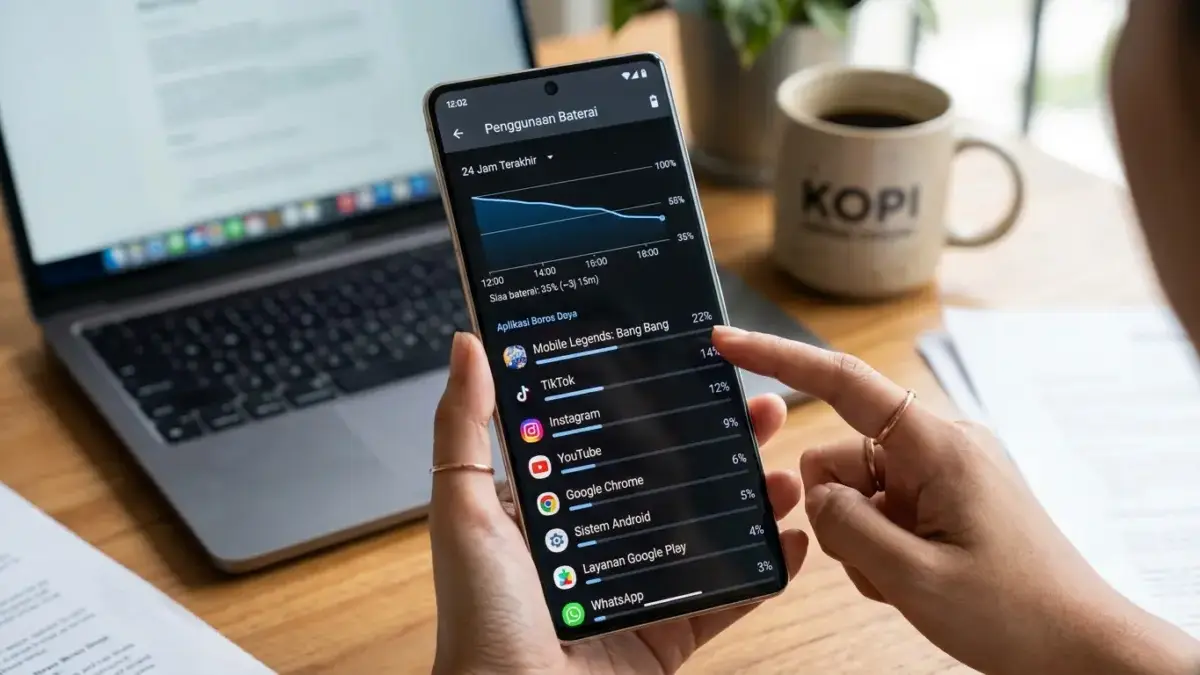 Kok Boros Banget? 4 Penyebab Baterai HP Cepat Habis yang Sering Kamu Abaikan! Tampilan grafik konsumsi baterai di HP yang menunjukkan aplikasi paling boros