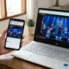 Tampilan layar HP yang terhubung ke laptop melalui fitur screen mirroring