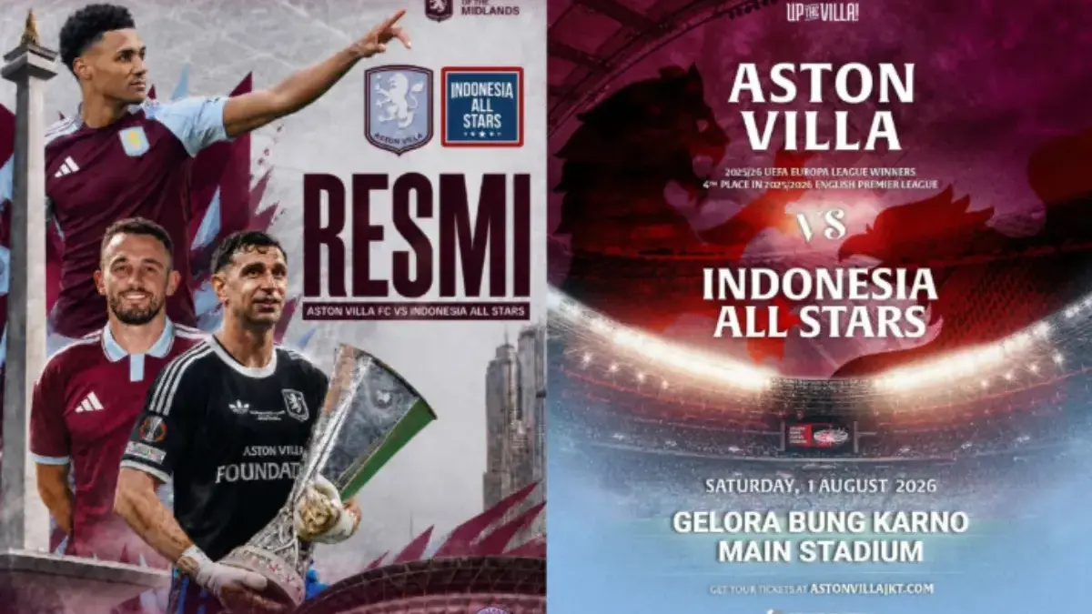 Siaran Langsung Pertandingan Aston Villa vs Indonesia All Stars Malam Ini Pukul 19.30 WIB, Live di ANTV Pramusim