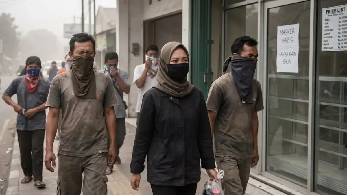 Masker Langka dan Harga Melonjak, Ini Cara Lindungi Diri dari Abu Vulkanik Gunung Anak Krakatau foto